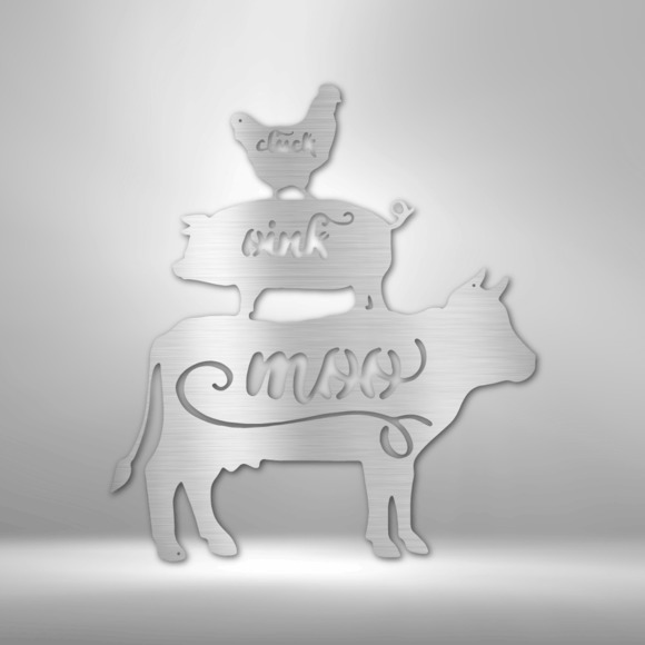 Farm Animals Steel Sign Laser Cut Powder Coated Home & Office Metal Wall Decor M